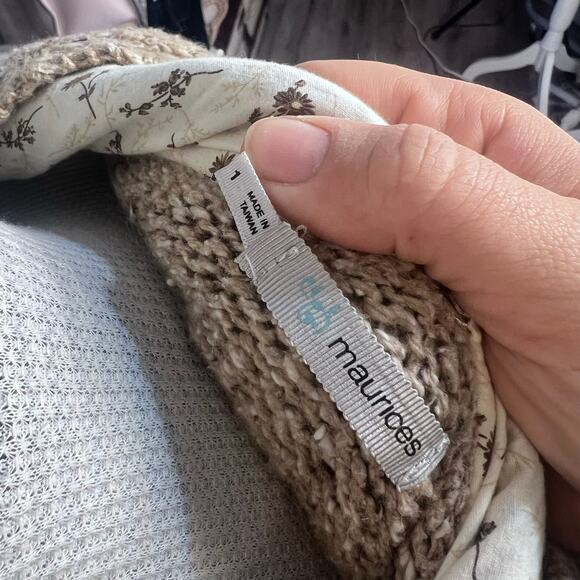 Maurice's Women's Size 1X Tan Button Up Coatigan Sweater w/ Lined Hood # 3224 - Picture 4 of 6